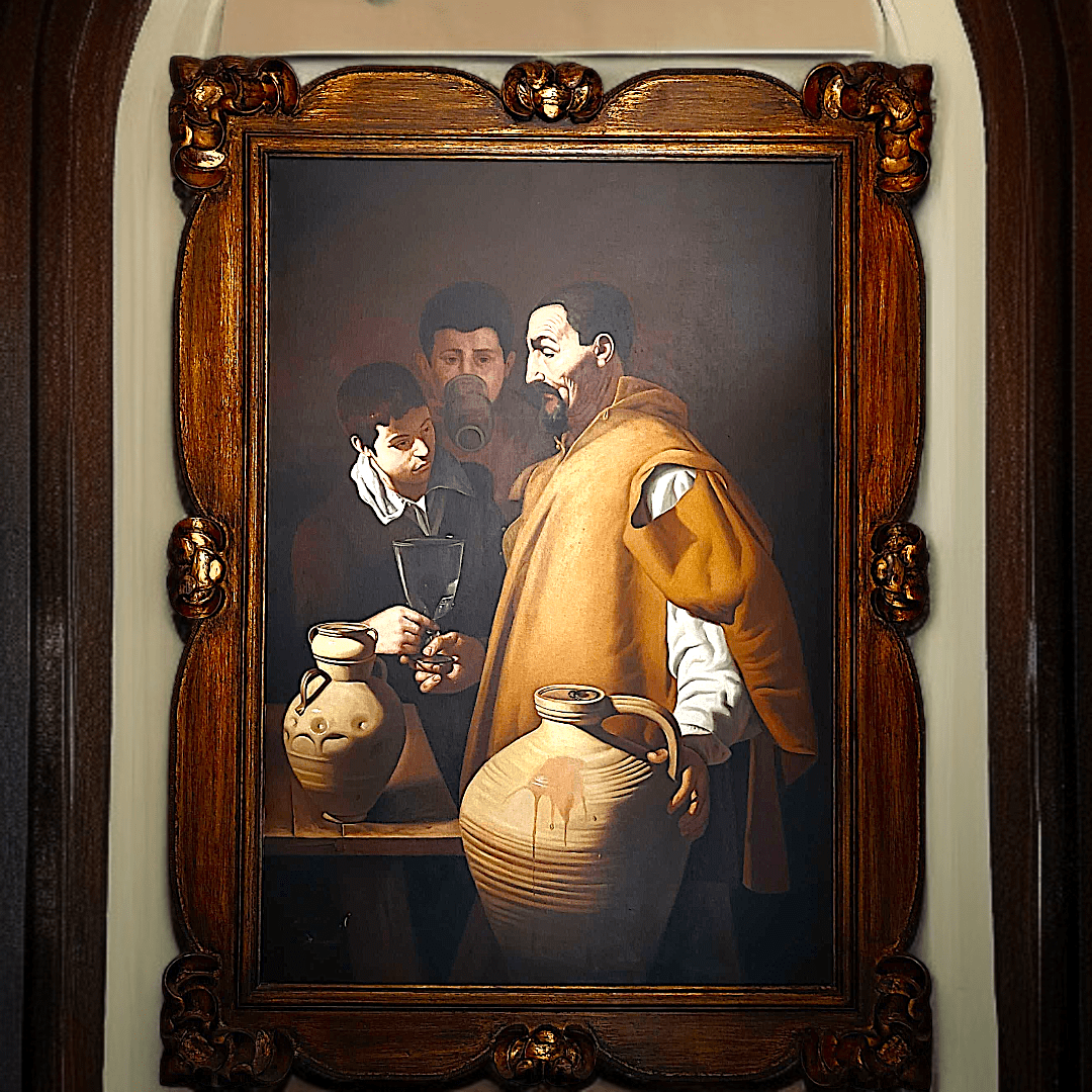 Óleo "El Aguador de Sevilla" – Copia de Velázquez por A. González - Cositas Antiguas – La Guadaña, Anticuarios Online en Jerez , vender antigüedades, muebles antiguos