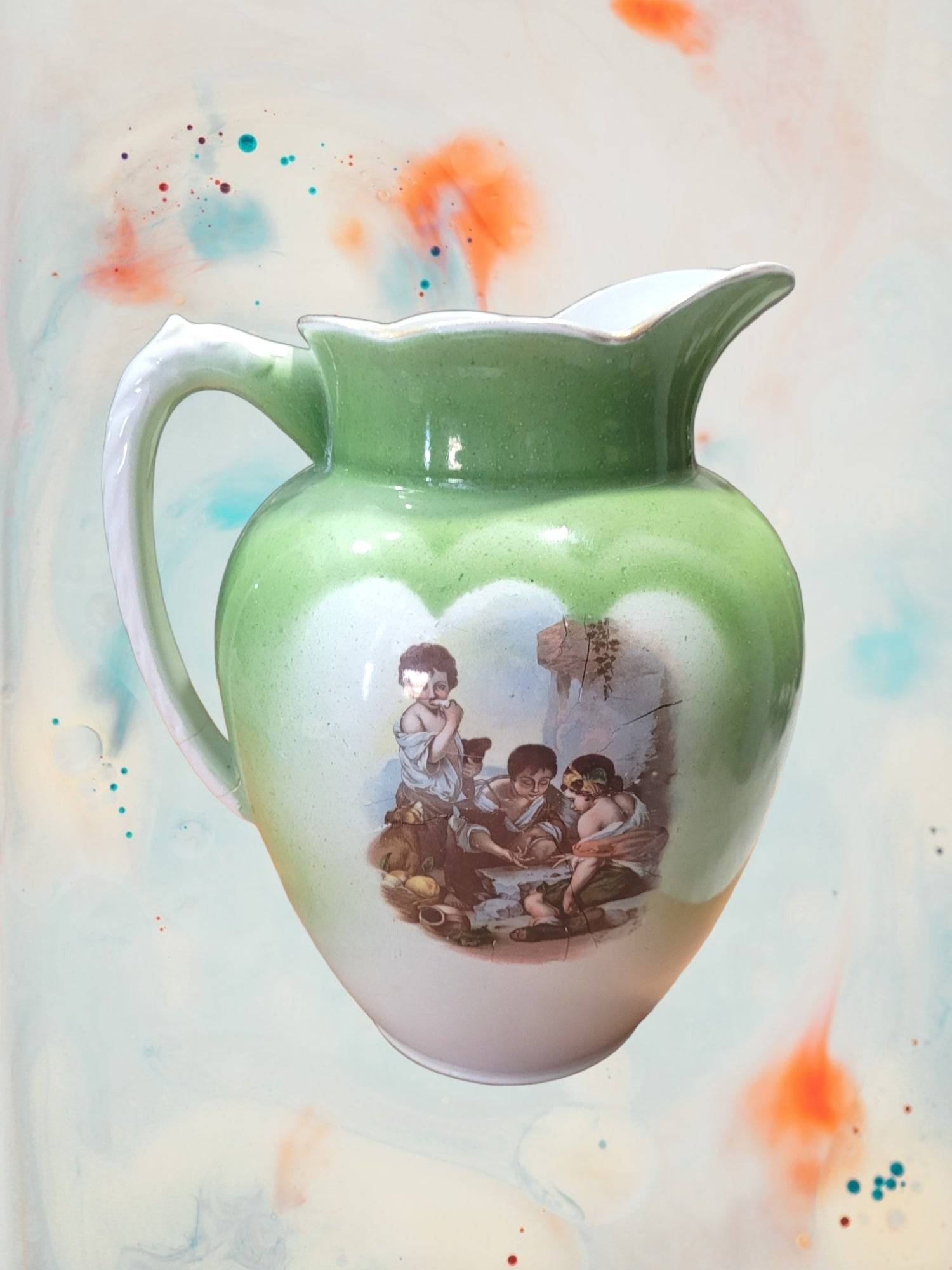 Jarra de aguamanil porcelana Cartuja de Sevilla vintage - Cositas Antiguas – La Guadaña, Anticuarios Online en Jerez , vender antigüedades, muebles antiguos