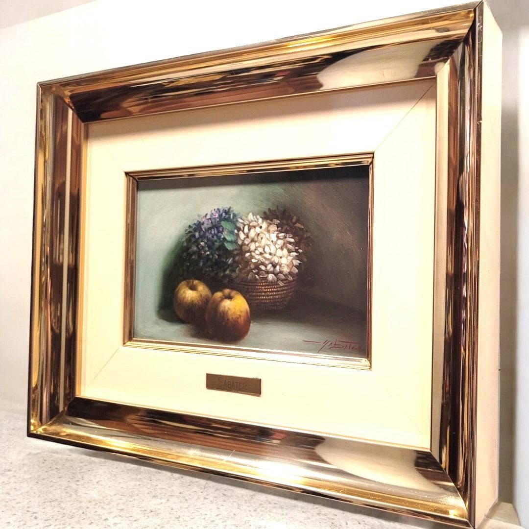Óleo sobre Tabla con Membrillos y Flores - Cositas Antiguas – La Guadaña, Anticuarios Online en Jerez , vender antigüedades, muebles antiguos