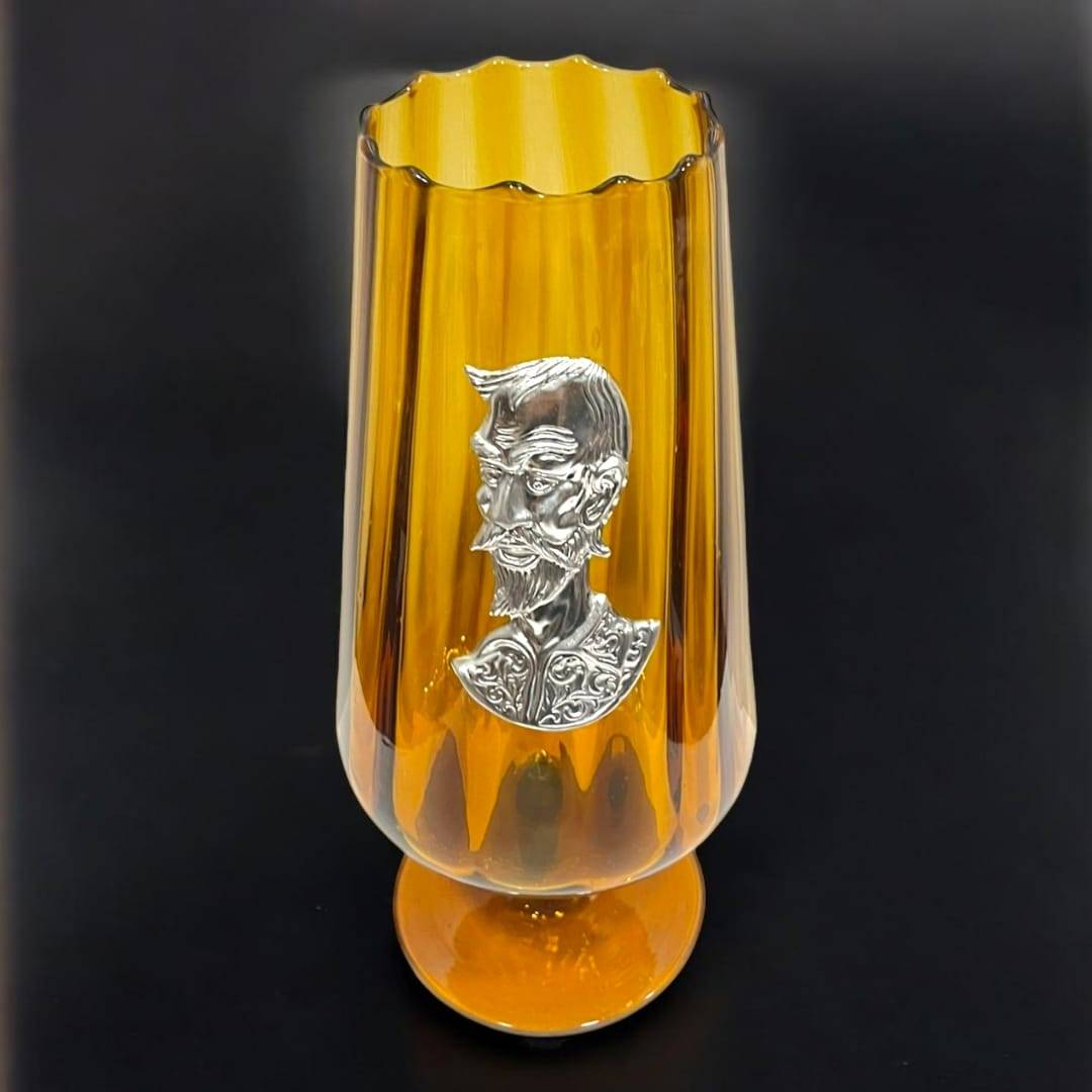 Gran Copa de Cristal con Placa de Don Quijote en Plata - Cositas Antiguas – La Guadaña, Anticuarios Online en Jerez , vender antigüedades, muebles antiguos