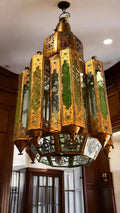 Farol musulmán colgante de metal y cristal verde, única - Cositas Antiguas – La Guadaña, Anticuarios Online en Jerez , vender antigüedades, muebles antiguos