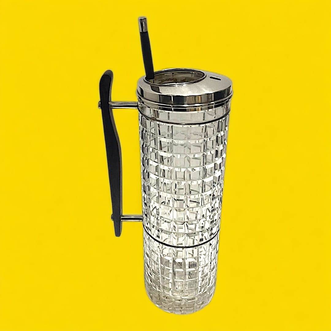 Coctelera de cristal con tapa de plata y vasos a juego - Cositas Antiguas – La Guadaña, Anticuarios Online en Jerez , vender antigüedades, muebles antiguos