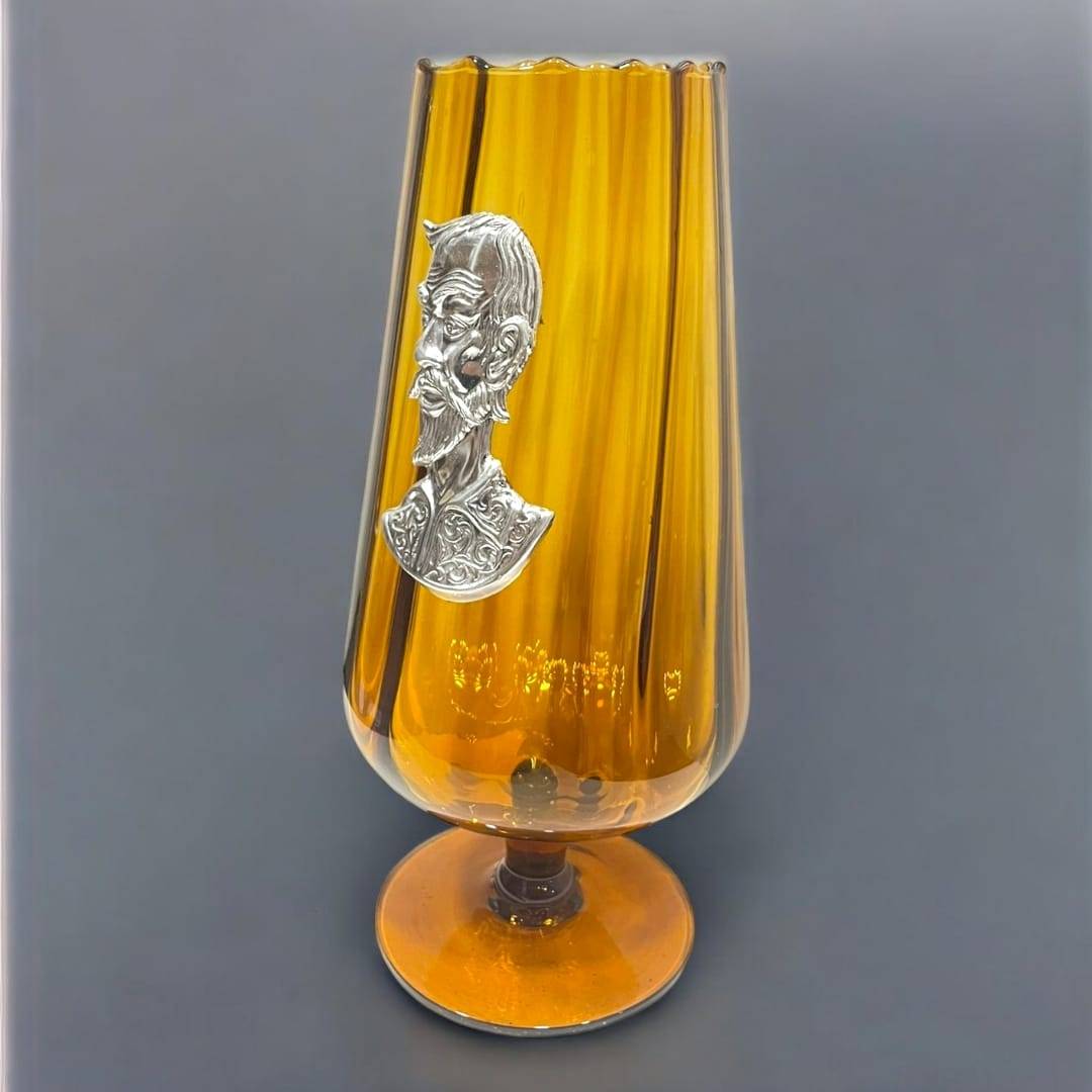 Gran Copa de Cristal con Placa de Don Quijote en Plata - Cositas Antiguas – La Guadaña, Anticuarios Online en Jerez , vender antigüedades, muebles antiguos