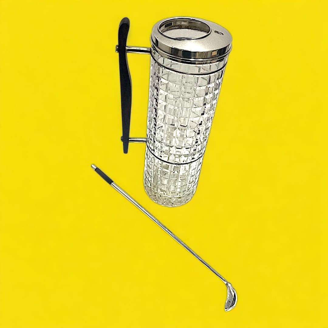 Coctelera de cristal con tapa de plata y vasos a juego - Cositas Antiguas – La Guadaña, Anticuarios Online en Jerez , vender antigüedades, muebles antiguos