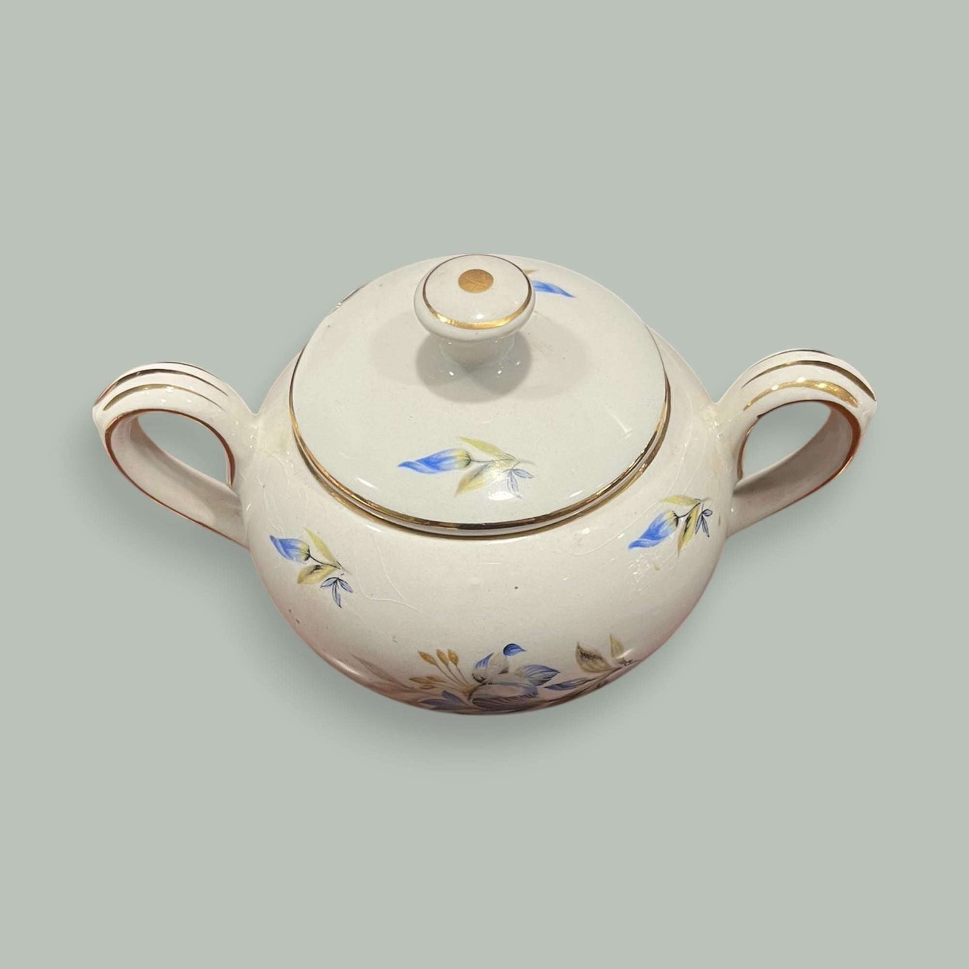 Azucarero Pickman antiguo de porcelana con diseño floral - Cositas Antiguas – La Guadaña, Anticuarios Online en Jerez , vender antigüedades, muebles antiguos