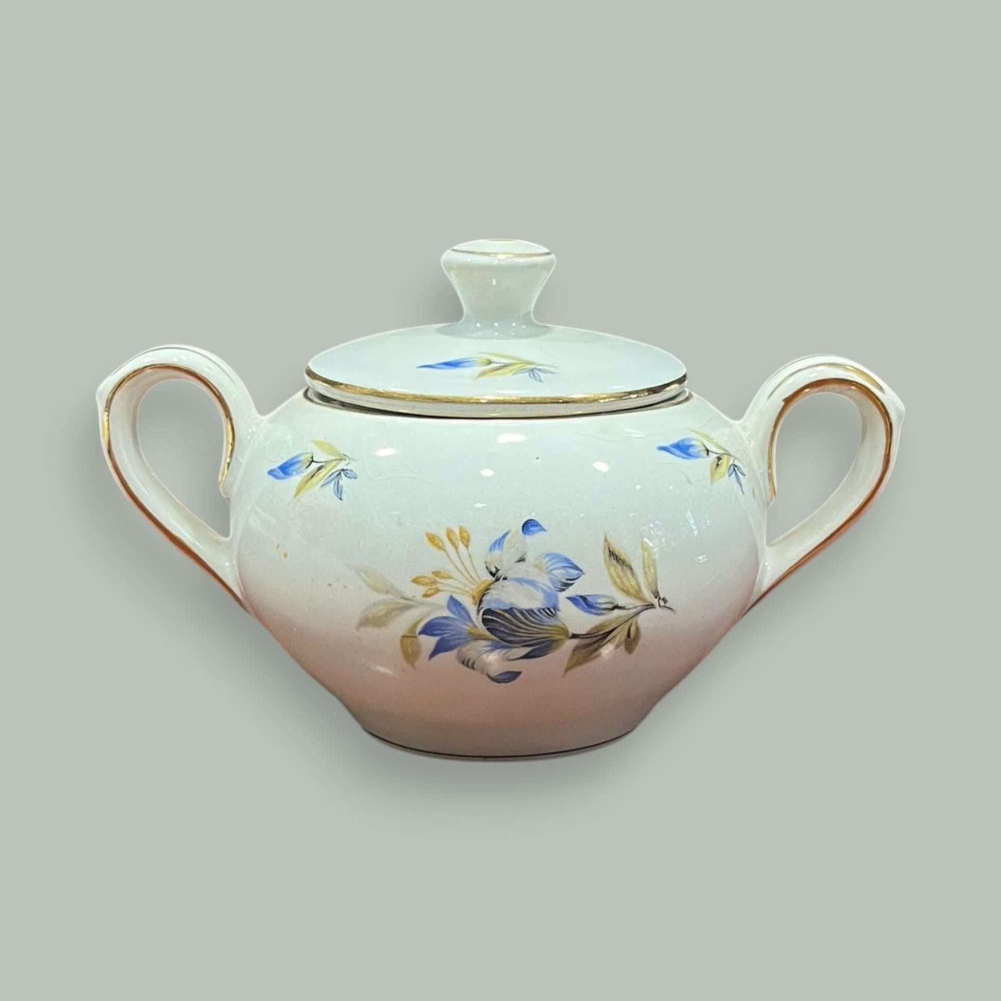 Azucarero Pickman antiguo de porcelana con diseño floral - Cositas Antiguas – La Guadaña, Anticuarios Online en Jerez , vender antigüedades, muebles antiguos