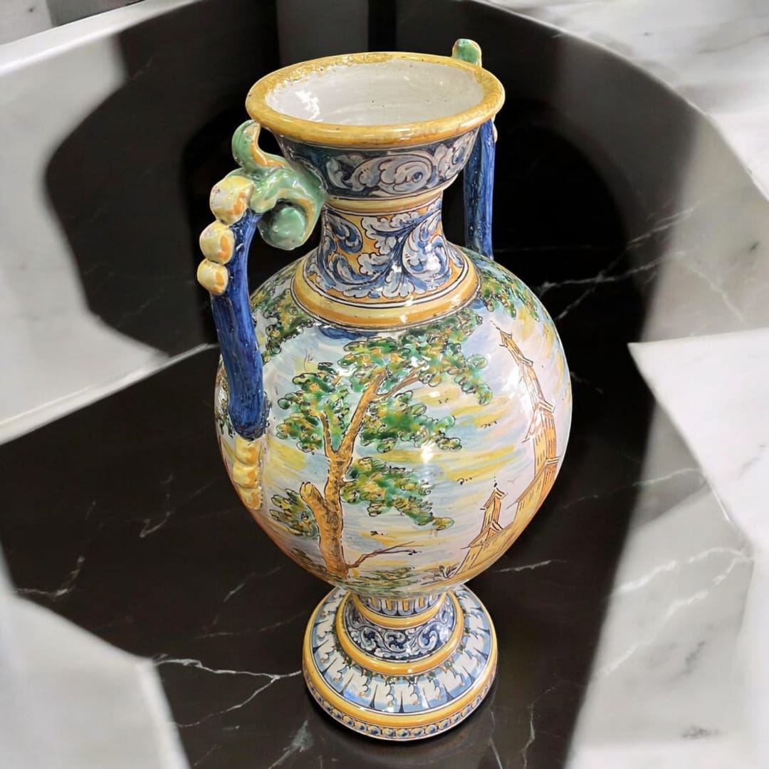 Ánfora de Cerámica de Talavera Esmaltada - Cositas Antiguas – La Guadaña, Anticuarios Online en Jerez , vender antigüedades, muebles antiguos