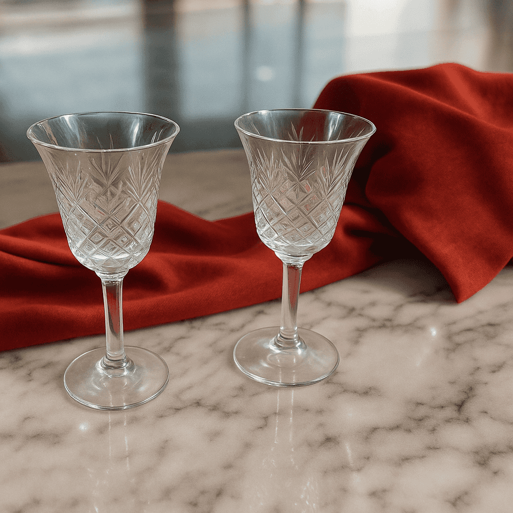 Copas de cristal de Bohemia vintage, juego de 2 elegantes - Cositas Antiguas – La Guadaña, Anticuarios Online en Jerez , vender antigüedades, muebles antiguos