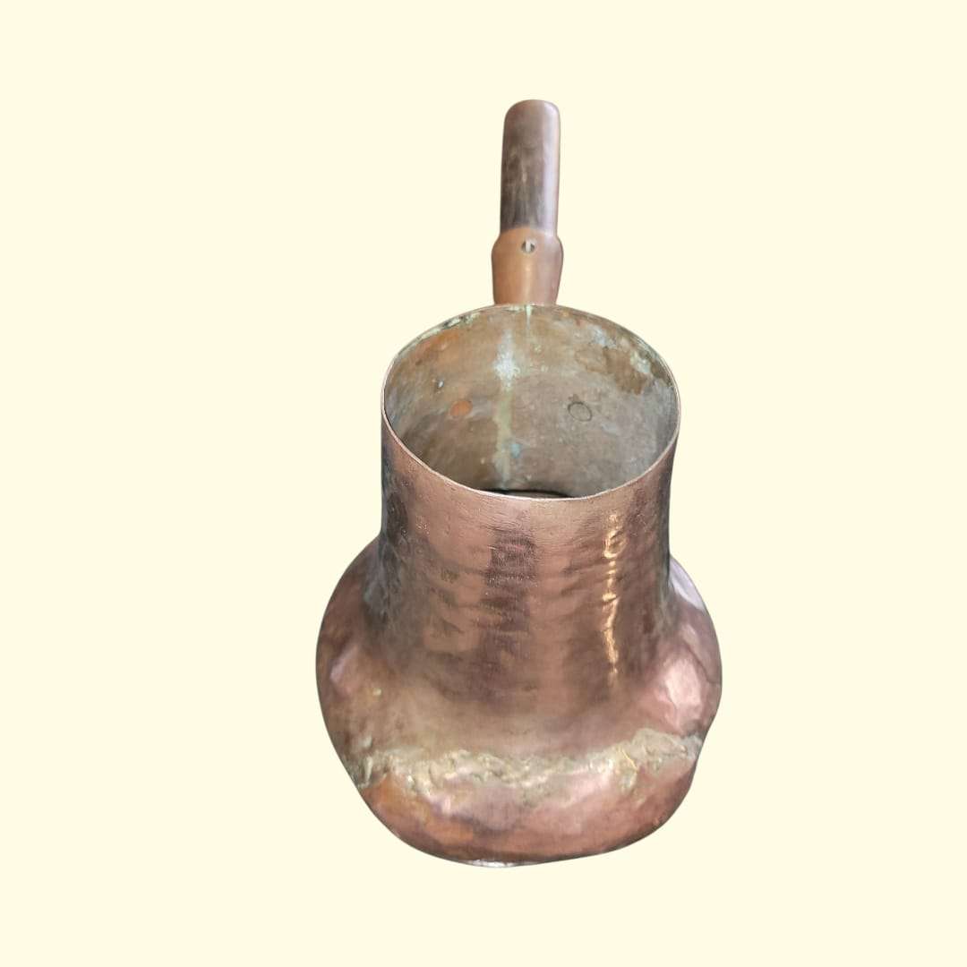 Chocolatera antigua de cobre con mango de madera original - Cositas Antiguas – La Guadaña, Anticuarios Online en Jerez , vender antigüedades, muebles antiguos