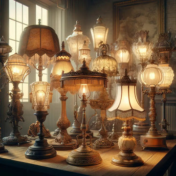Escena elegante con candelabro y piezas metálicas antiguas que evocan la iluminación tradicional, ideal para colecciones de lámparas vintage, faroles y apliques decorativos.