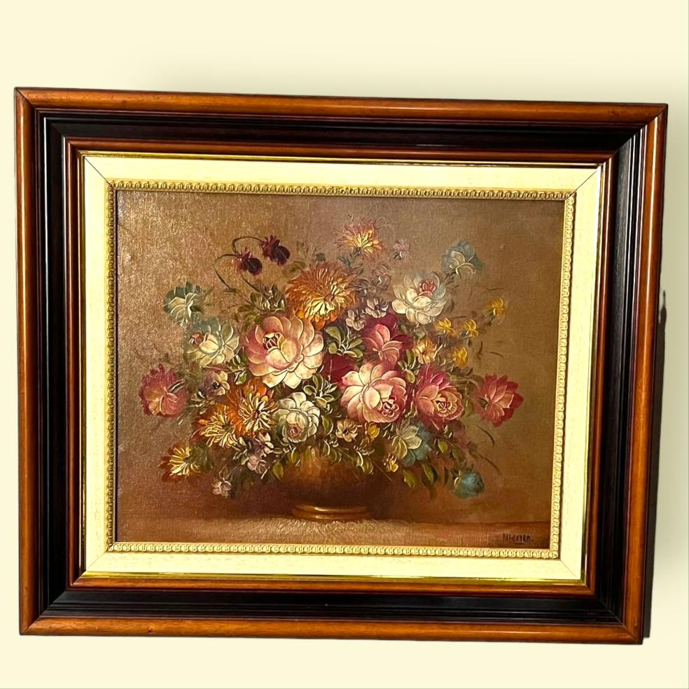Oleo Centro Floral de Juan Lara - Cositas Antiguas – La Guadaña, Anticuarios Online en Jerez , vender antigüedades, muebles antiguos