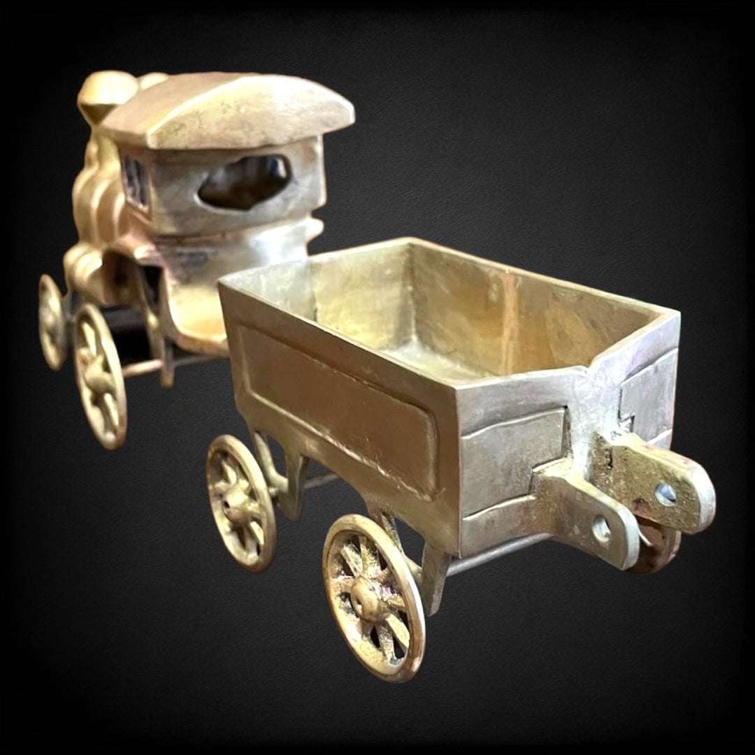 Tren con Vagoneta en Bronce de Fundición – Decoración de Alta Calidad - Cositas Antiguas – La Guadaña, Anticuarios Online en Jerez , vender antigüedades, muebles antiguos