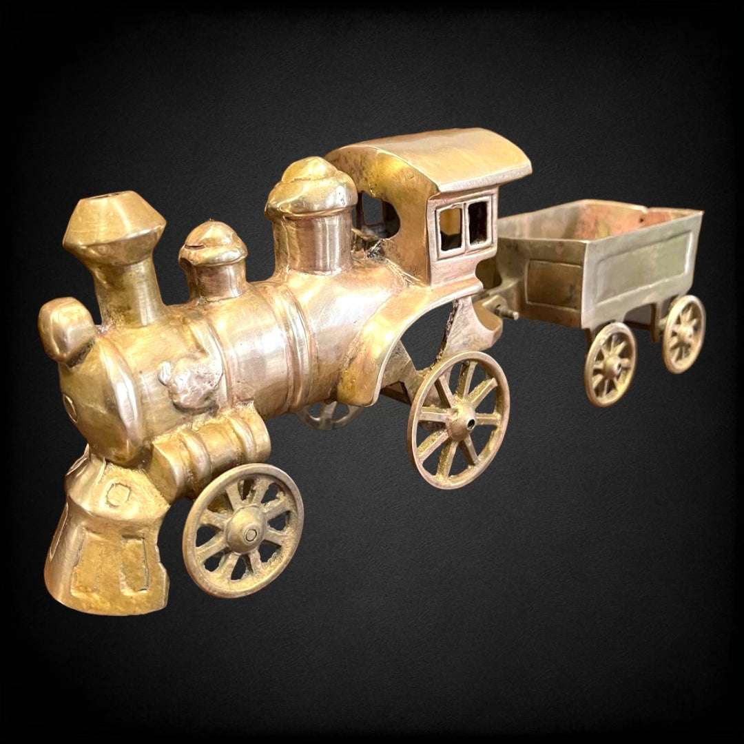Tren con Vagoneta en Bronce de Fundición – Decoración de Alta Calidad - Cositas Antiguas – La Guadaña, Anticuarios Online en Jerez , vender antigüedades, muebles antiguos