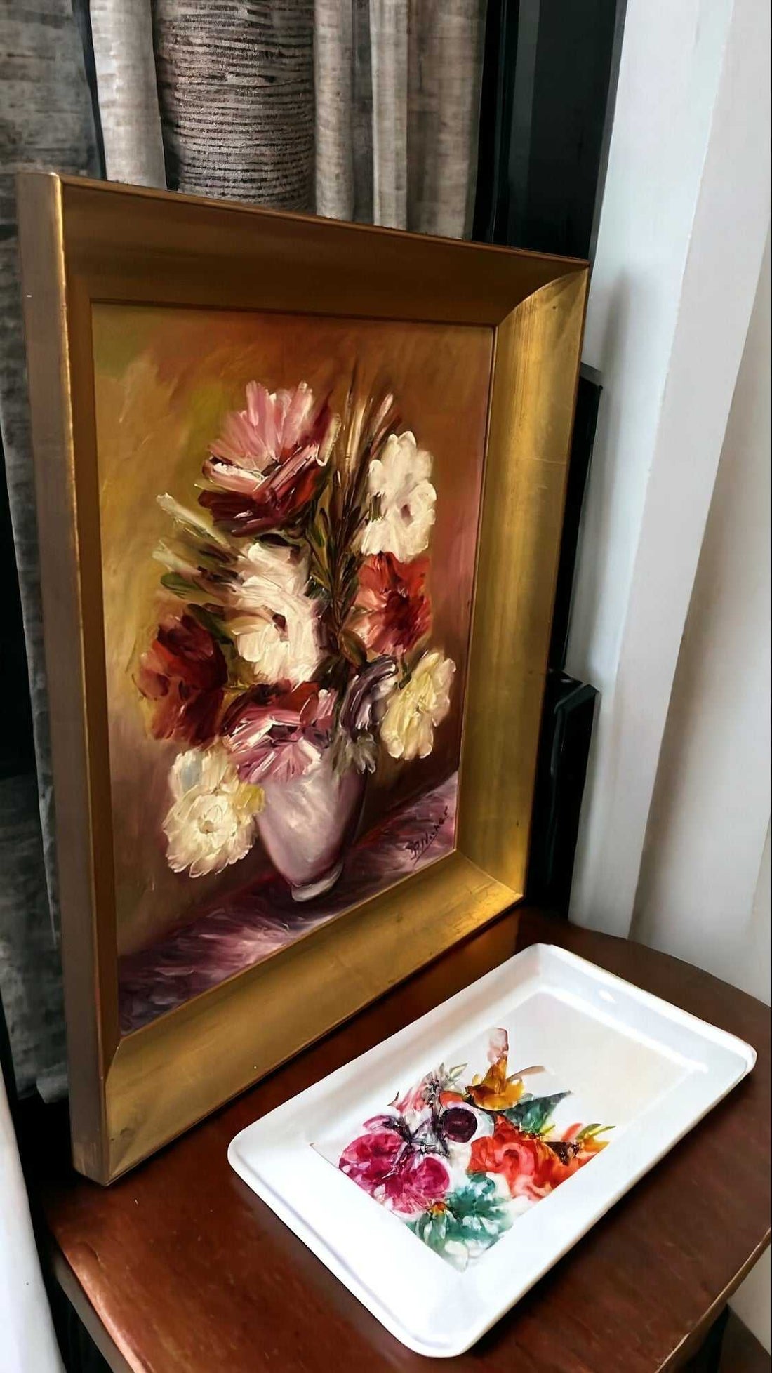 Óleo Floral de R. Naher - Arte Exquisito para Tu Hogar - Cositas Antiguas – La Guadaña, Anticuarios Online en Jerez , vender antigüedades, muebles antiguos