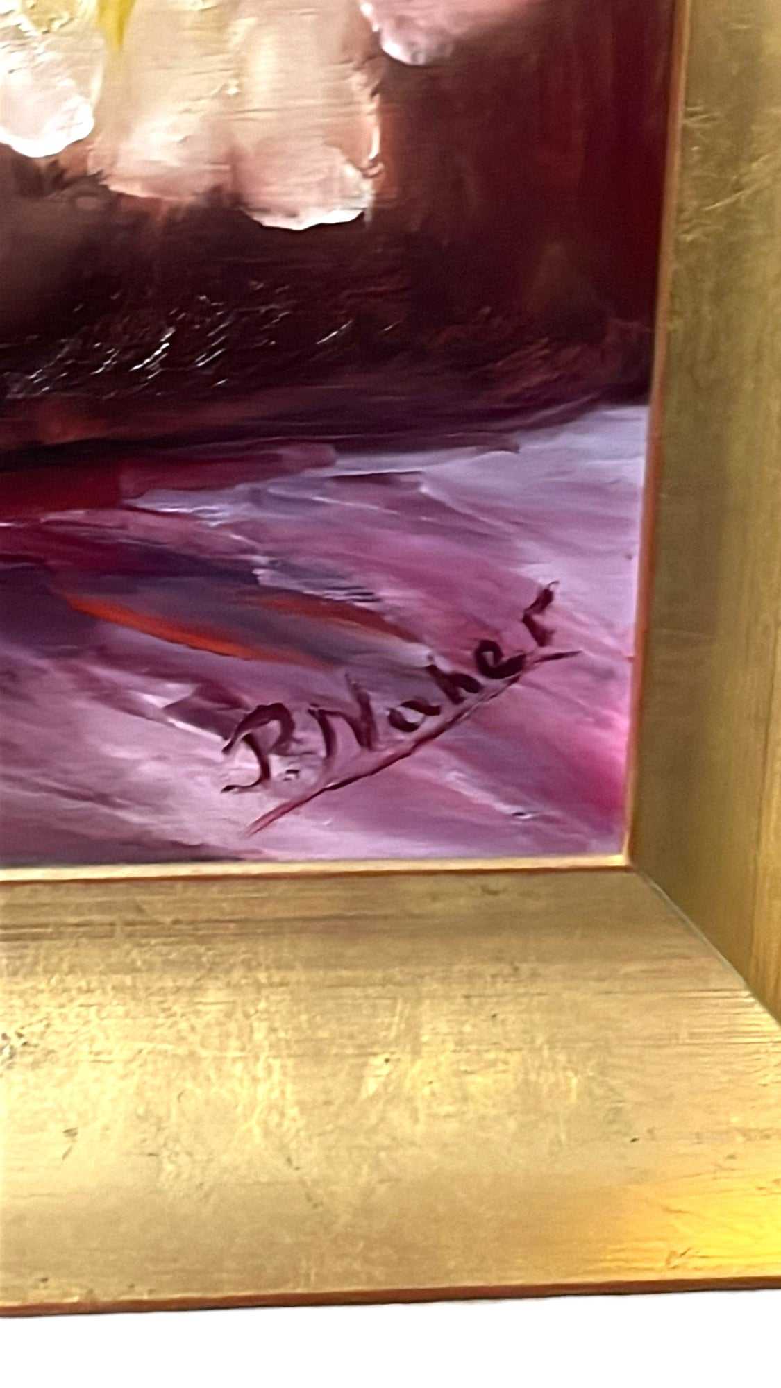 Óleo Floral de R. Naher - Arte Exquisito para Tu Hogar - Cositas Antiguas – La Guadaña, Anticuarios Online en Jerez , vender antigüedades, muebles antiguos