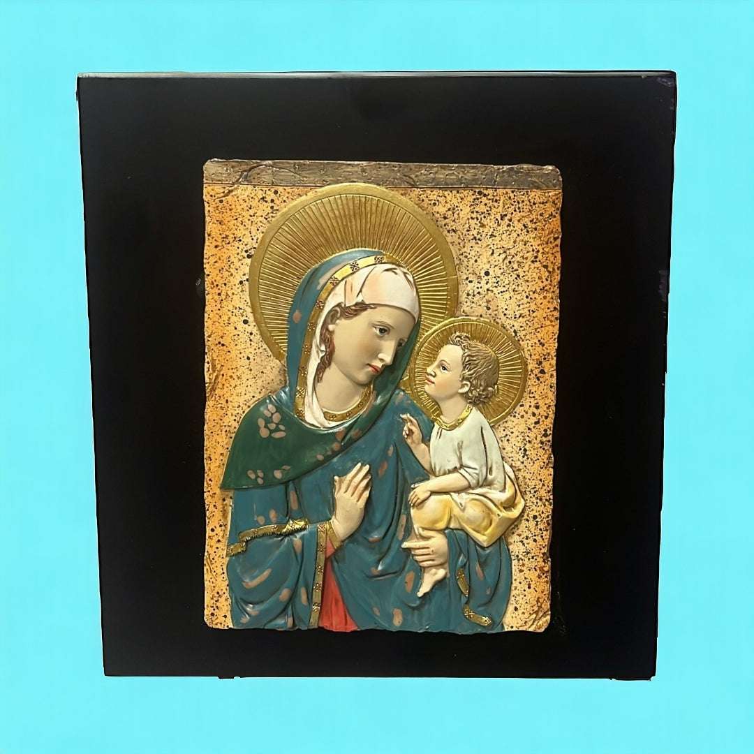 Relieve de la Virgen María y Jesús en resina, espiritualidad - Cositas Antiguas – La Guadaña, Anticuarios Online en Jerez , vender antigüedades, muebles antiguos