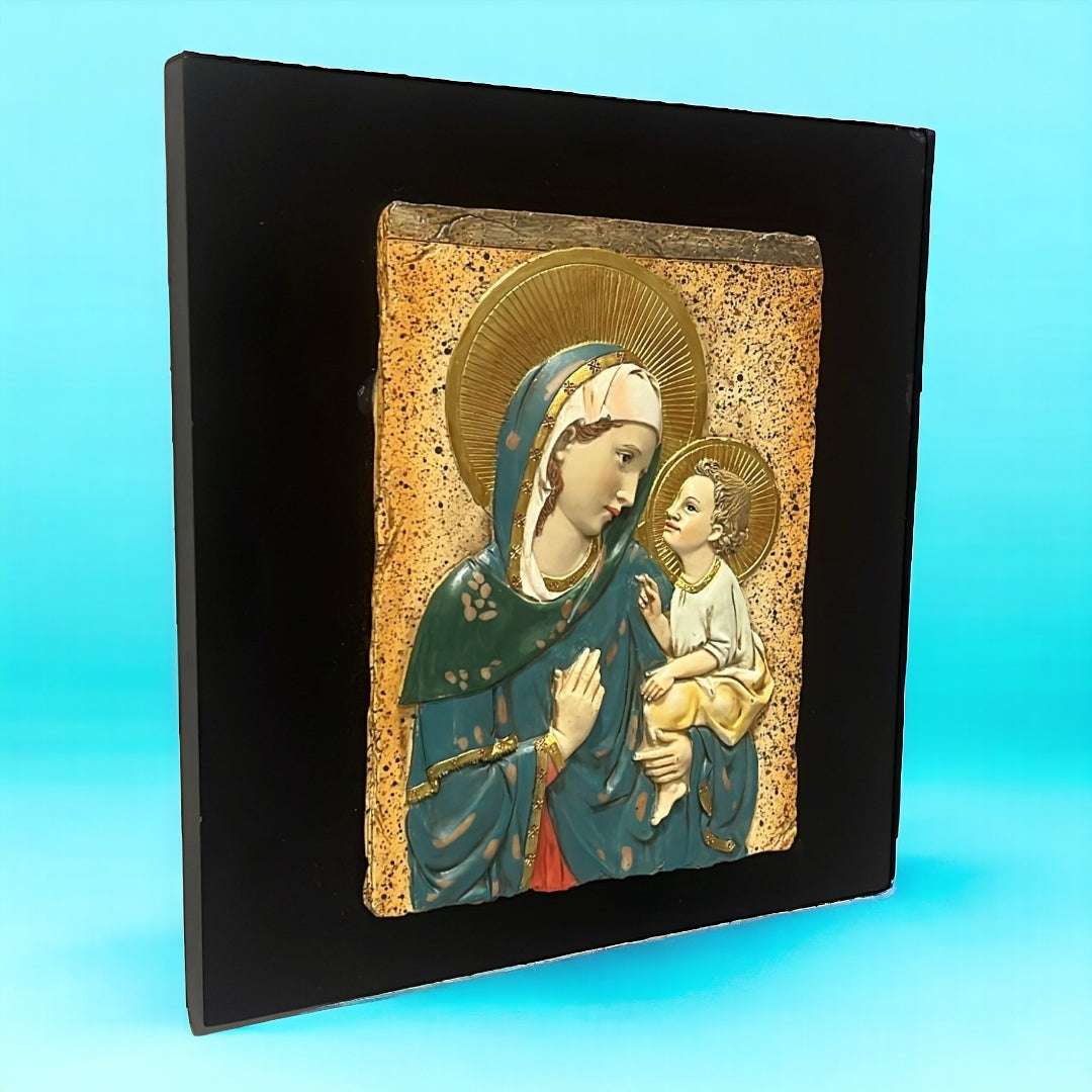 Relieve de la Virgen María y Jesús en resina, espiritualidad - Cositas Antiguas – La Guadaña, Anticuarios Online en Jerez , vender antigüedades, muebles antiguos