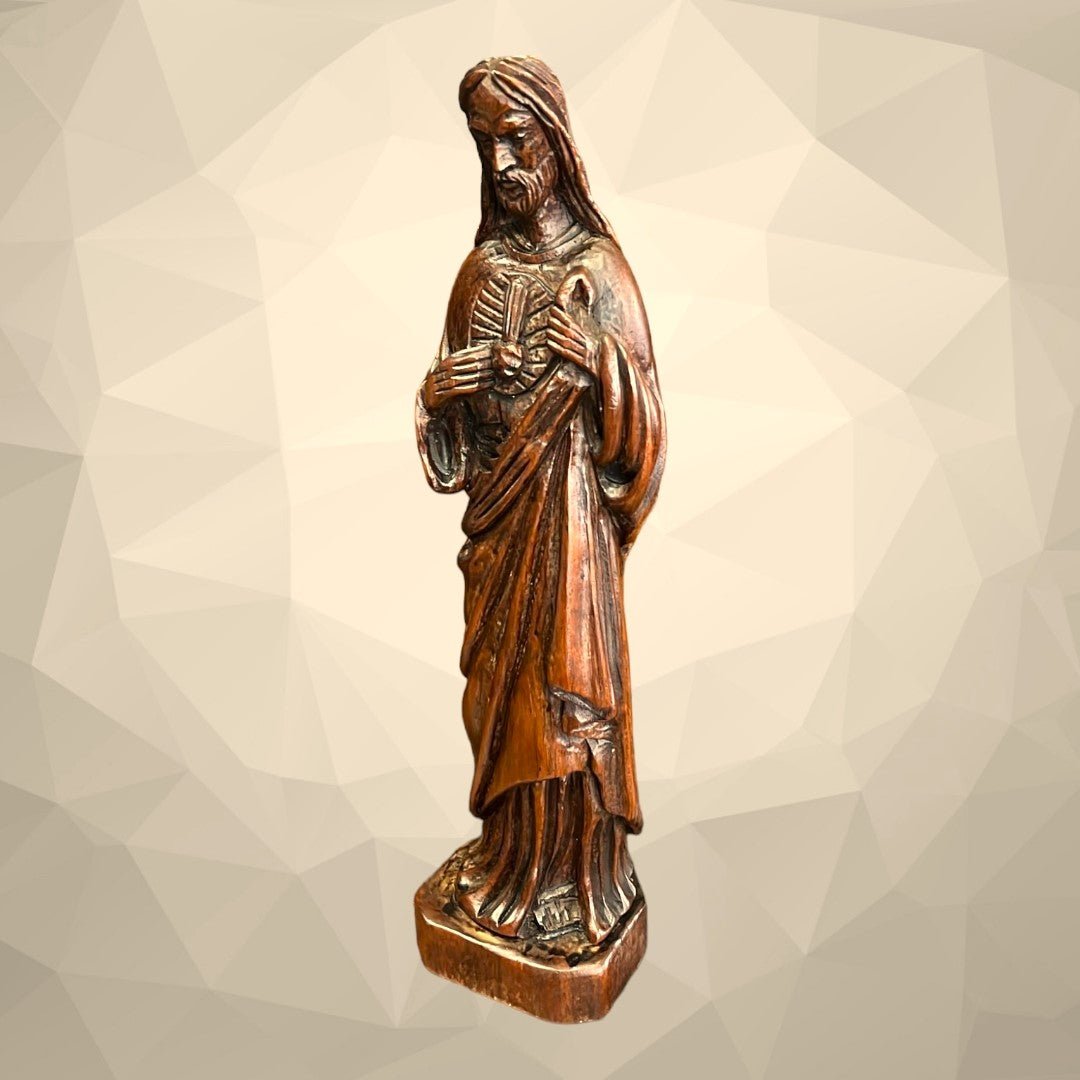 Sagrado Corazón - Talla en madera Jesus - Cositas Antiguas – La Guadaña, Anticuarios Online en Jerez , vender antigüedades, muebles antiguos