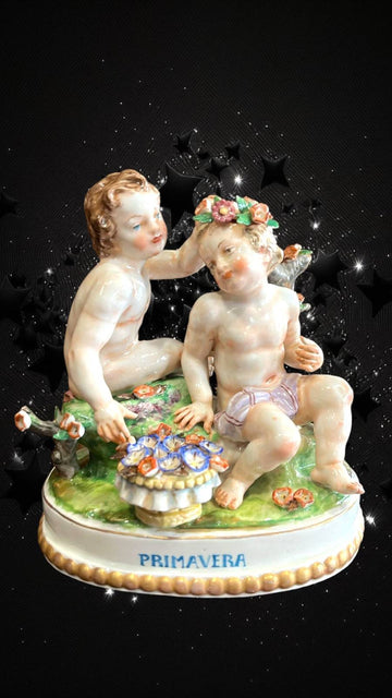 Pareja de Amorcillos Primavera - Cositas Antiguas – La Guadaña, Anticuarios Online en Jerez , vender antigüedades, muebles antiguos