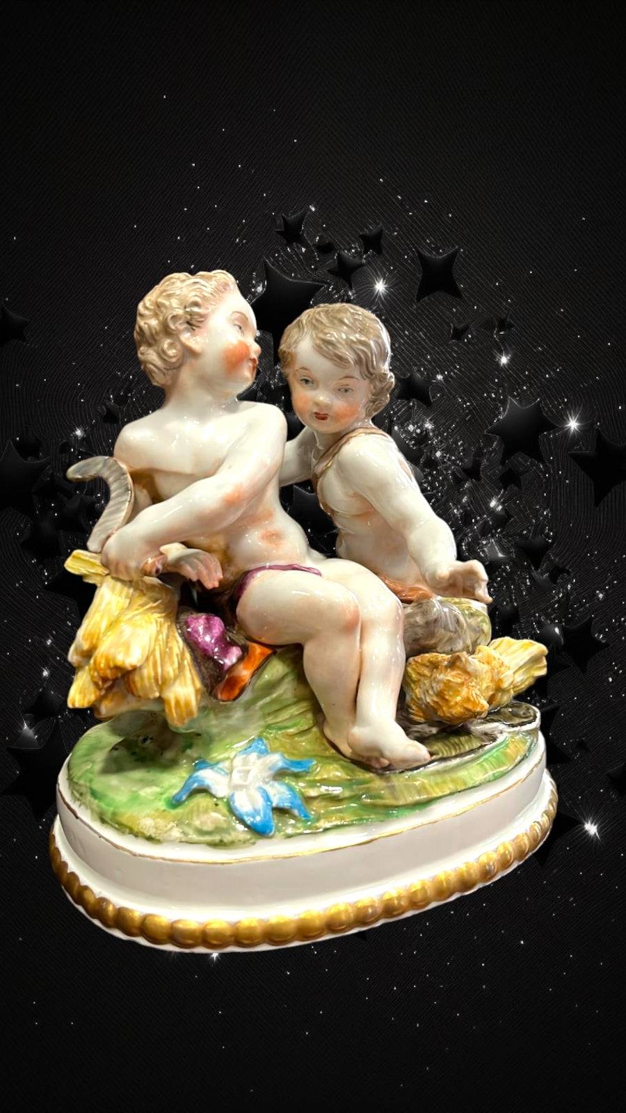 Pareja de Amorcillos Recolectores - Cositas Antiguas – La Guadaña, Anticuarios Online en Jerez , vender antigüedades, muebles antiguos