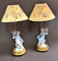 Lamparas vintage con querubines de porcelana y peana dorada - Cositas Antiguas – La Guadaña, Anticuarios Online en Jerez , vender antigüedades, muebles antiguos
