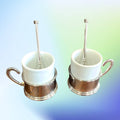 Juego de tazas de té Terno Siglo XX en acero y porcelana. - Cositas Antiguas – La Guadaña, Anticuarios Online en Jerez , vender antigüedades, muebles antiguos