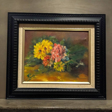 Óleo Original sobre Lienzo de Flores Firmado por M. Puerto - Cositas Antiguas – La Guadaña, Anticuarios Online en Jerez , vender antigüedades, muebles antiguos