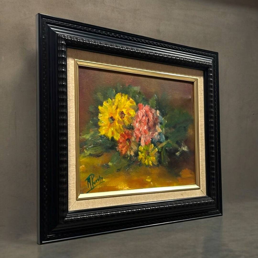 Óleo Original sobre Lienzo de Flores Firmado por M. Puerto - Cositas Antiguas – La Guadaña, Anticuarios Online en Jerez , vender antigüedades, muebles antiguos