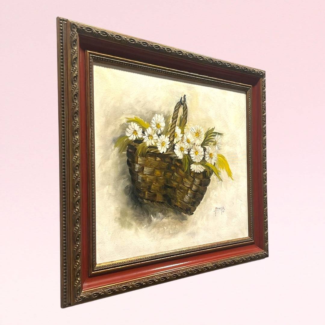 Oleo de canasto de margaritas | Decoración alegre y única - Cositas Antiguas – La Guadaña, Anticuarios Online en Jerez , vender antigüedades, muebles antiguos
