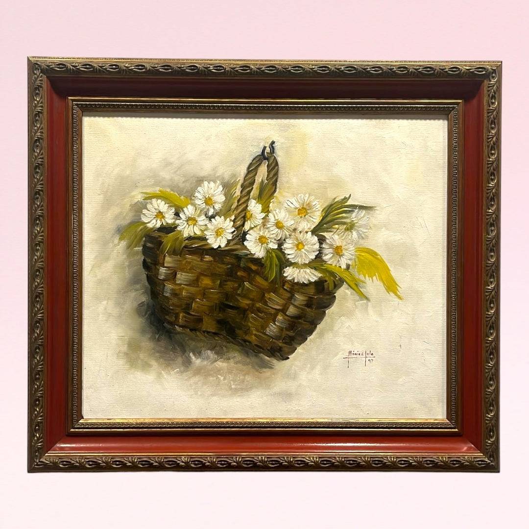 Oleo de canasto de margaritas | Decoración alegre y única - Cositas Antiguas – La Guadaña, Anticuarios Online en Jerez , vender antigüedades, muebles antiguos