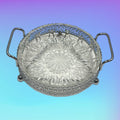 Entremesera de metal plateado y cristal con asas laterales - Cositas Antiguas – La Guadaña, Anticuarios Online en Jerez , vender antigüedades, muebles antiguos