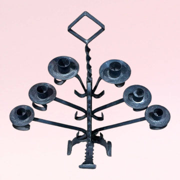 Candelabro antiguo de forja de 6 brazos, auténtico - Cositas Antiguas – La Guadaña, Anticuarios Online en Jerez , vender antigüedades, muebles antiguos