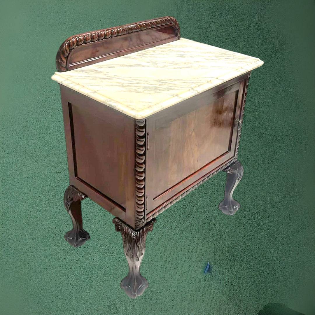 Mesita de noche antigua con tapa de mármol y funcional - Cositas Antiguas – La Guadaña, Anticuarios Online en Jerez , vender antigüedades, muebles antiguos