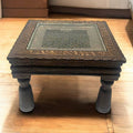 Mesa de Centro Baja de Madera y Metal con Reja India - Cositas Antiguas – La Guadaña, Anticuarios Online en Jerez , vender antigüedades, muebles antiguos