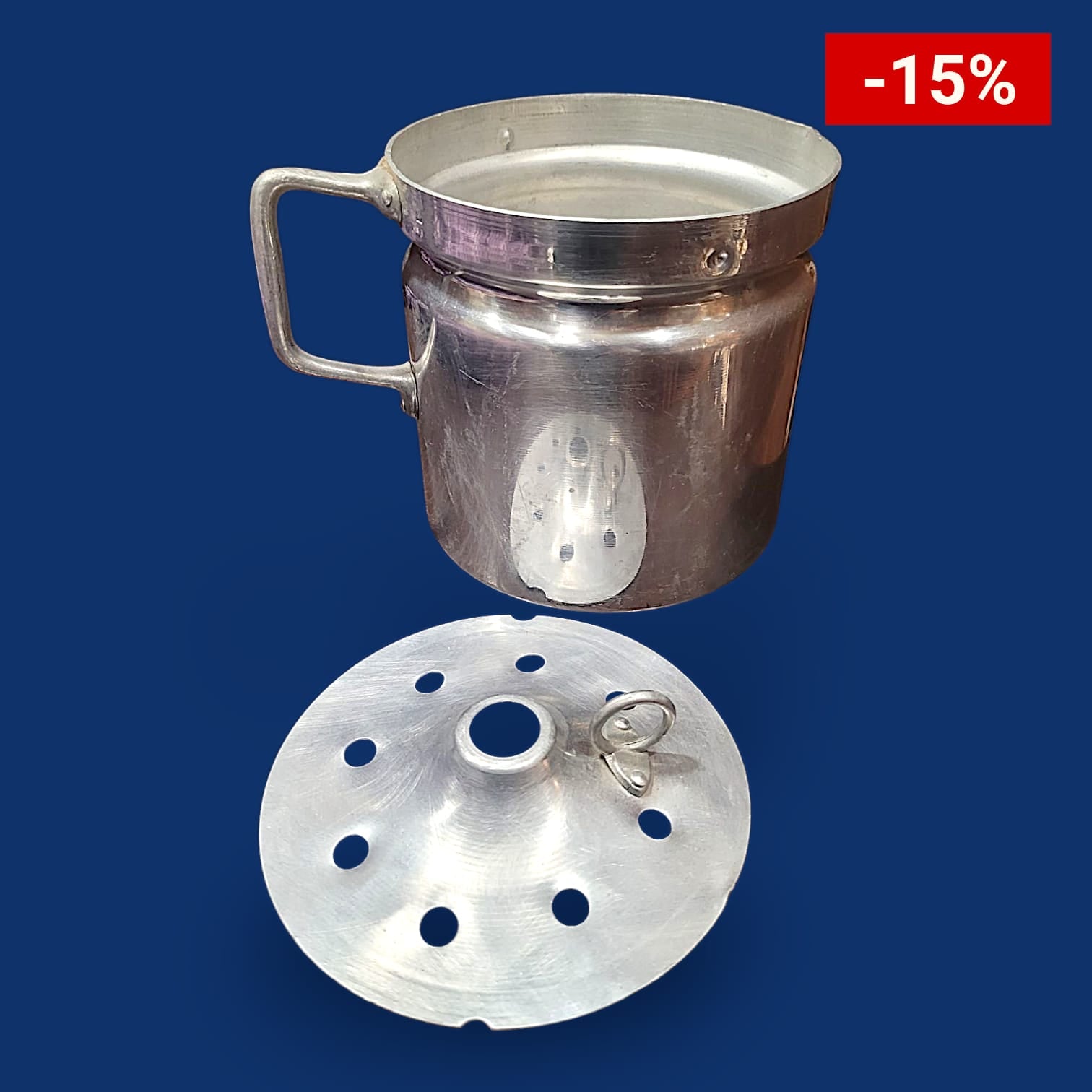 Lechera de aluminio con tapa perforada y asa resistente - Cositas Antiguas – La Guadaña, Anticuarios Online en Jerez , vender antigüedades, muebles antiguos