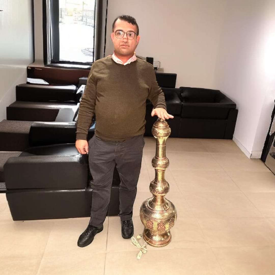 Lampara India antigua de metal y cobre artesanal única - Cositas Antiguas – La Guadaña, Anticuarios Online en Jerez , vender antigüedades, muebles antiguos