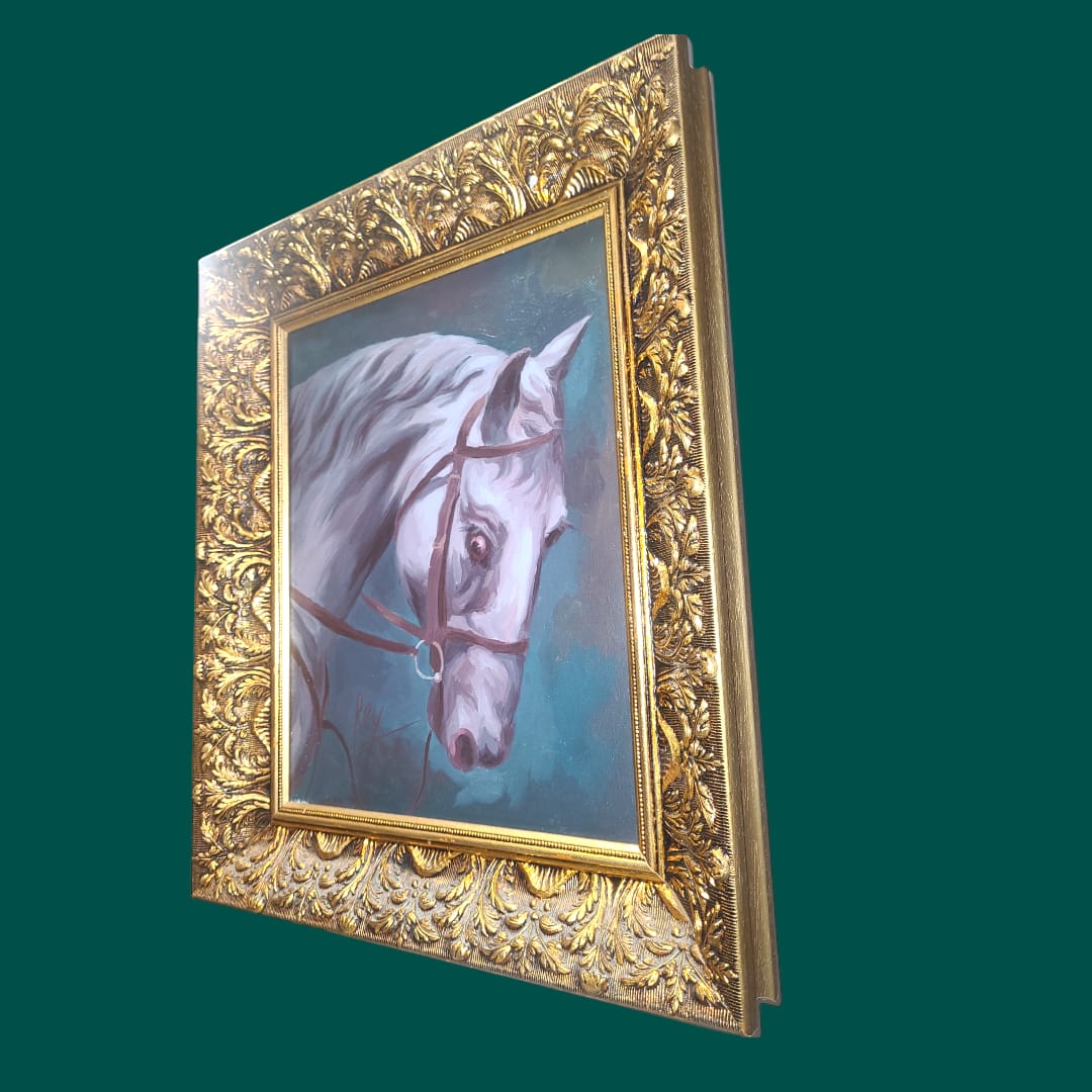 Óleo de caballo clásico elegante – Arte ecuestre en venta - Cositas Antiguas – La Guadaña, Anticuarios Online en Jerez , vender antigüedades, muebles antiguos