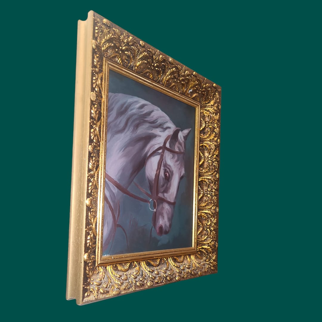 Óleo de caballo clásico elegante – Arte ecuestre en venta - Cositas Antiguas – La Guadaña, Anticuarios Online en Jerez , vender antigüedades, muebles antiguos