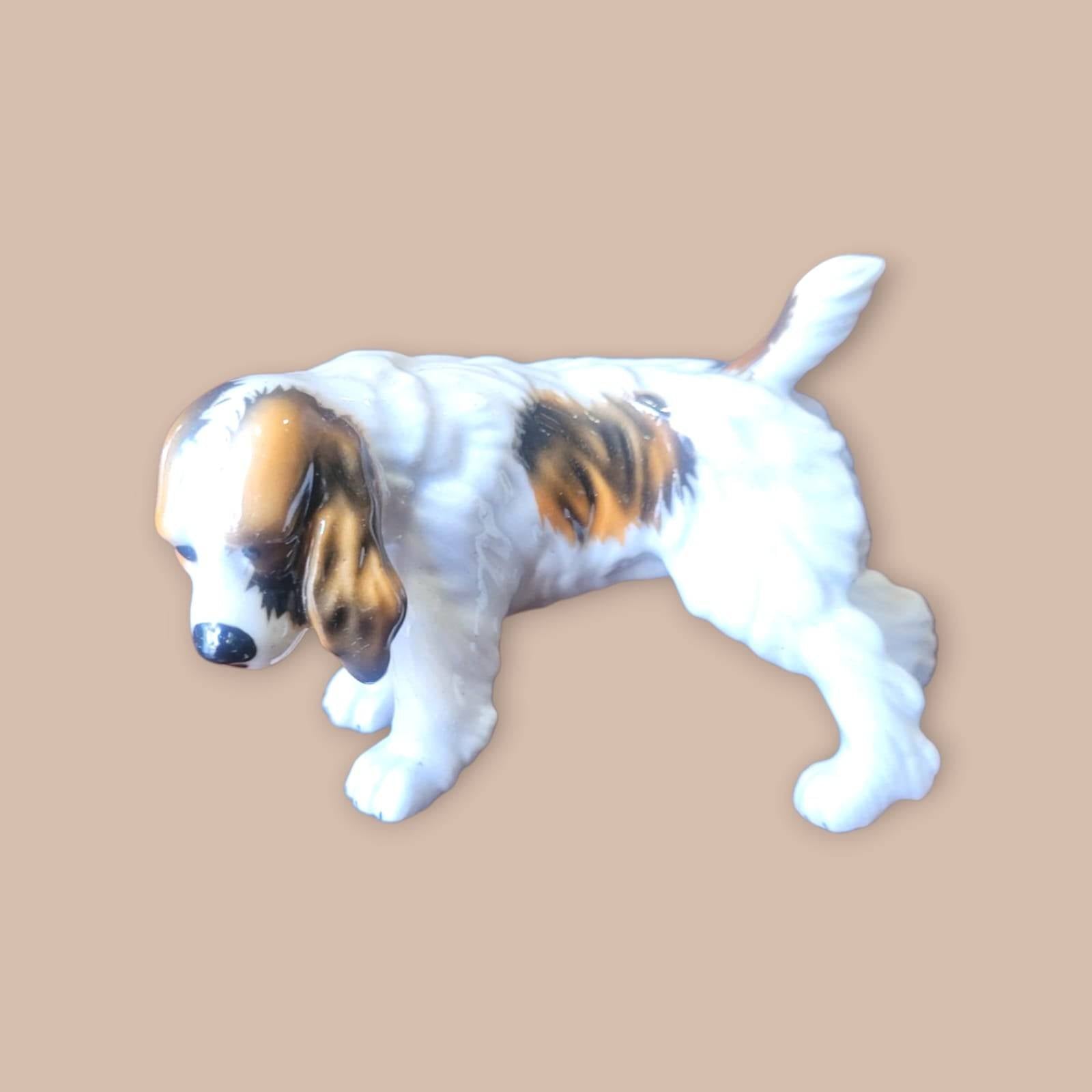 Perro Cocker de Porcelana Alemana – Sello Trébol (Años 50) - Cositas Antiguas – La Guadaña, Anticuarios Online en Jerez , vender antigüedades, muebles antiguos