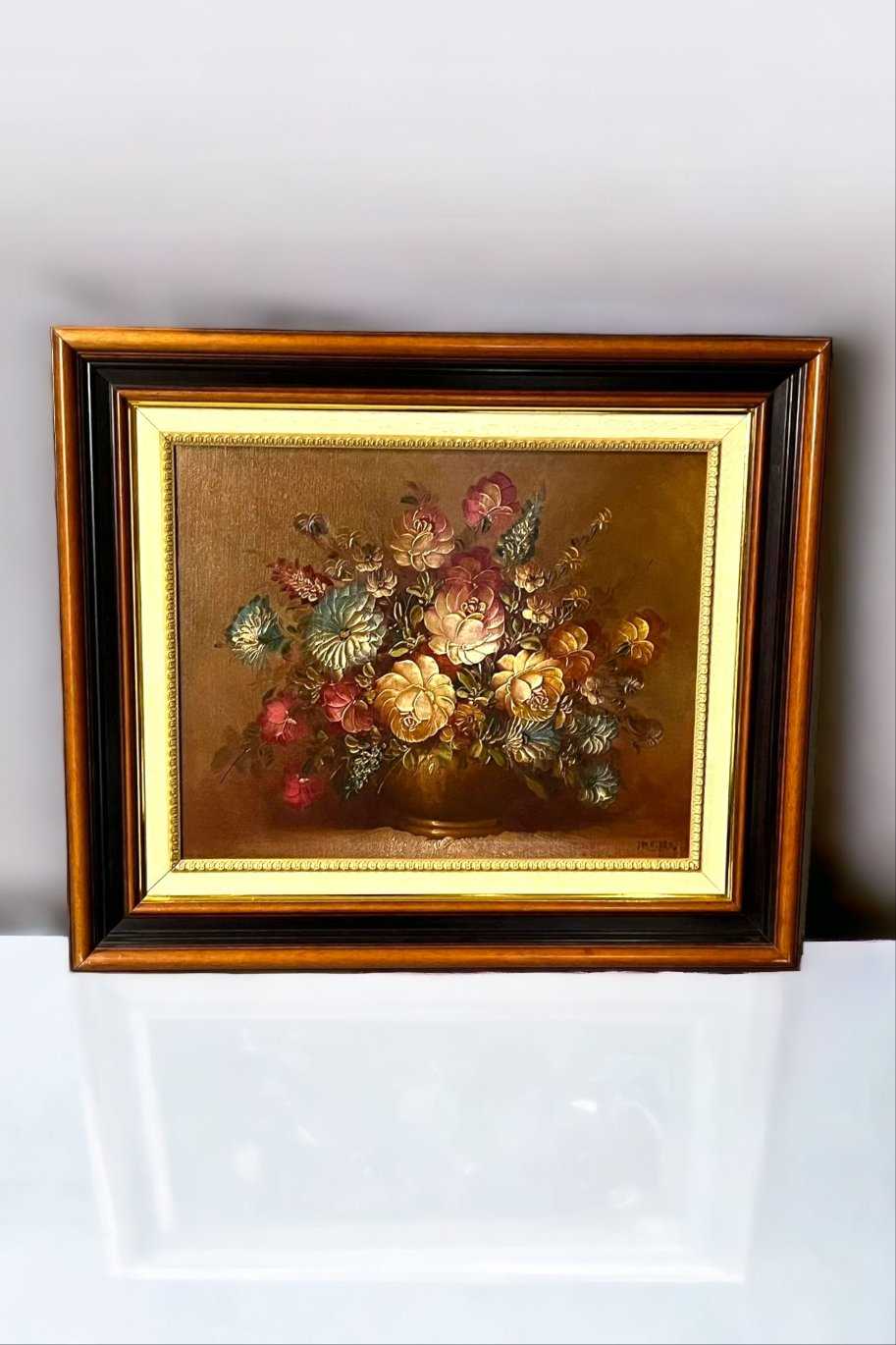 Oleo Centro Floral de Juan Lara - Vintage - Cositas Antiguas – La Guadaña, Anticuarios Online en Jerez , vender antigüedades, muebles antiguos
