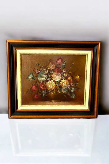 Oleo Centro Floral de Juan Lara - Vintage - Cositas Antiguas – La Guadaña, Anticuarios Online en Jerez , vender antigüedades, muebles antiguos