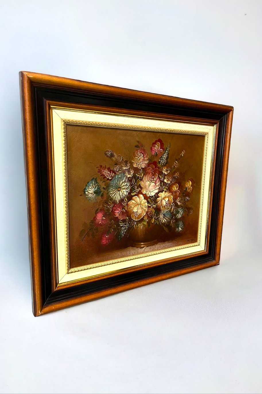 Oleo Centro Floral de Juan Lara - Vintage - Cositas Antiguas – La Guadaña, Anticuarios Online en Jerez , vender antigüedades, muebles antiguos