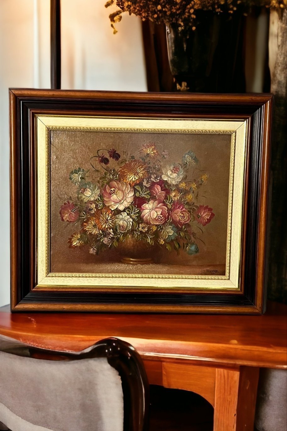 Oleo Centro Floral de Juan Lara - Cositas Antiguas – La Guadaña, Anticuarios Online en Jerez , vender antigüedades, muebles antiguos
