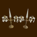 Pareja de candelabros antiguos de metal y cristal | Principios del siglo XX - Cositas Antiguas – La Guadaña, Anticuarios