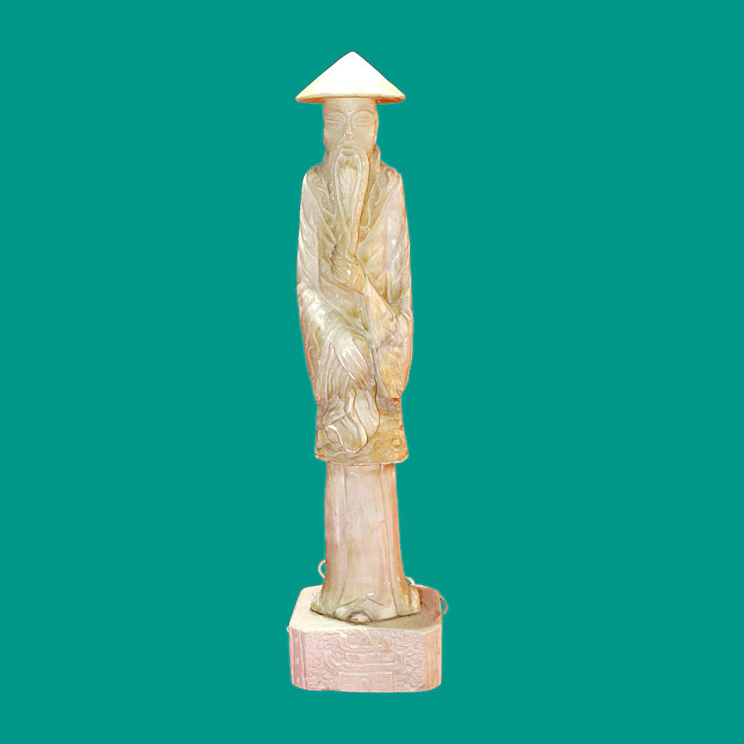 Lámpara de alabastro monje chino con luz indirecta trasera - Cositas Antiguas – La Guadaña, Anticuarios Online en Jerez , vender antigüedades, muebles antiguos