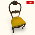 Sillas Isabelinas de Caoba Tapizado Amarillo – Vintage - Cositas Antiguas – La Guadaña, Anticuarios Online en Jerez , vender antigüedades, muebles antiguos
