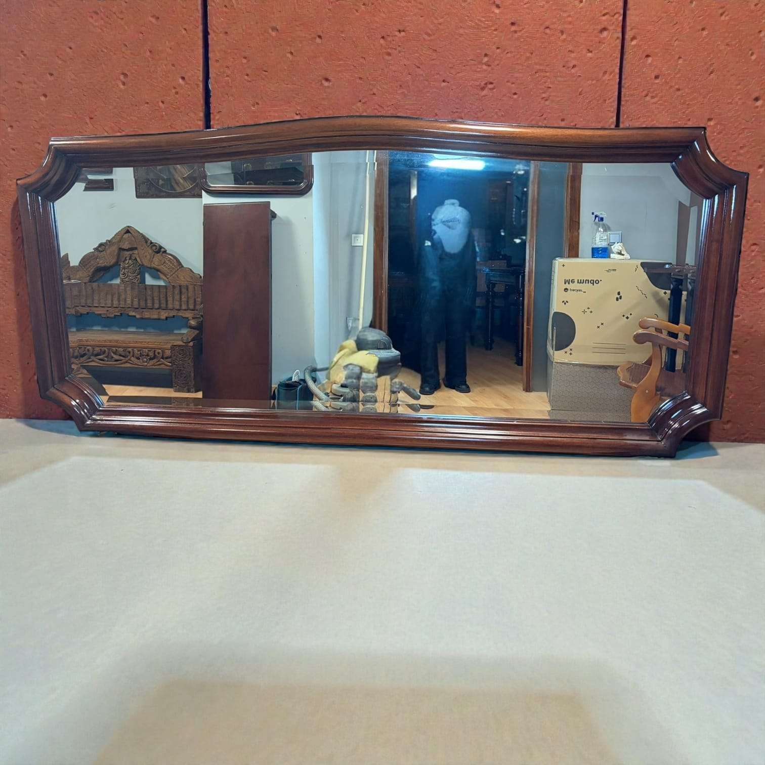 Espejo rectangular de caoba clásica con cristal biselado - Cositas Antiguas – La Guadaña, Anticuarios Online en Jerez , vender antigüedades, muebles antiguos