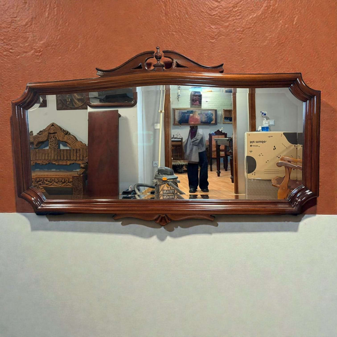 Espejo rectangular de caoba clásica con cristal biselado - Cositas Antiguas – La Guadaña, Anticuarios Online en Jerez , vender antigüedades, muebles antiguos