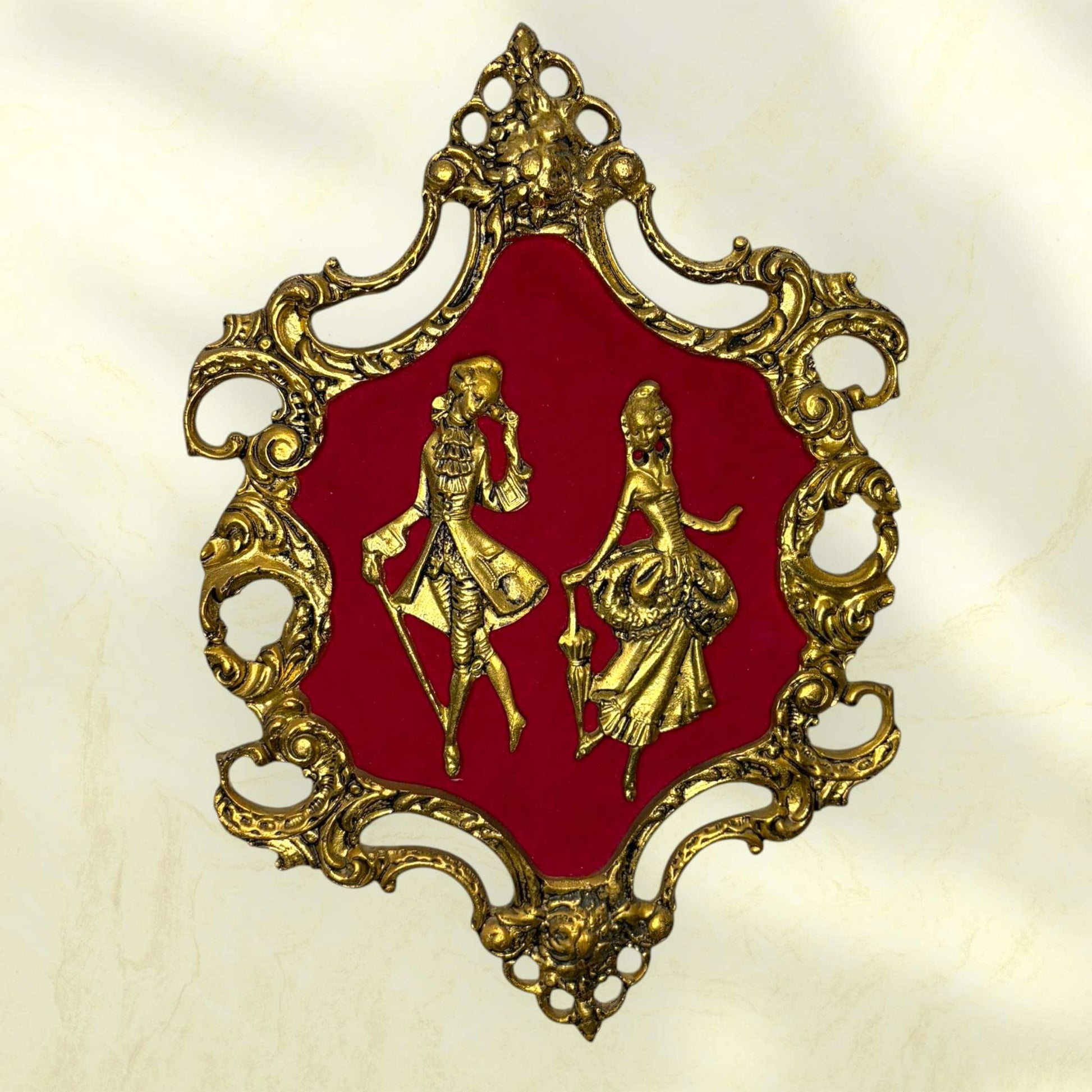 Metopa de bronce dama y caballero victoriano rococó - Cositas Antiguas – La Guadaña, Anticuarios Online en Jerez , vender antigüedades, muebles antiguos
