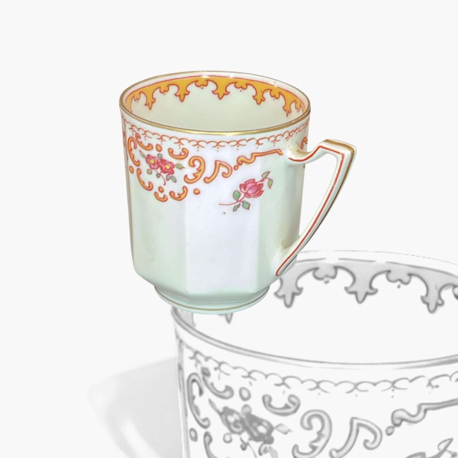 Taza de colección Limoges antigua en porcelana francesa - Cositas Antiguas – La Guadaña, Anticuarios Online en Jerez , vender antigüedades, muebles antiguos